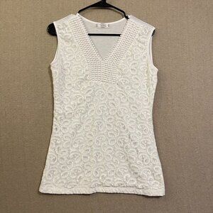 Shannon Ford New York Top Women's Medium Ivory Lace Sleeveless